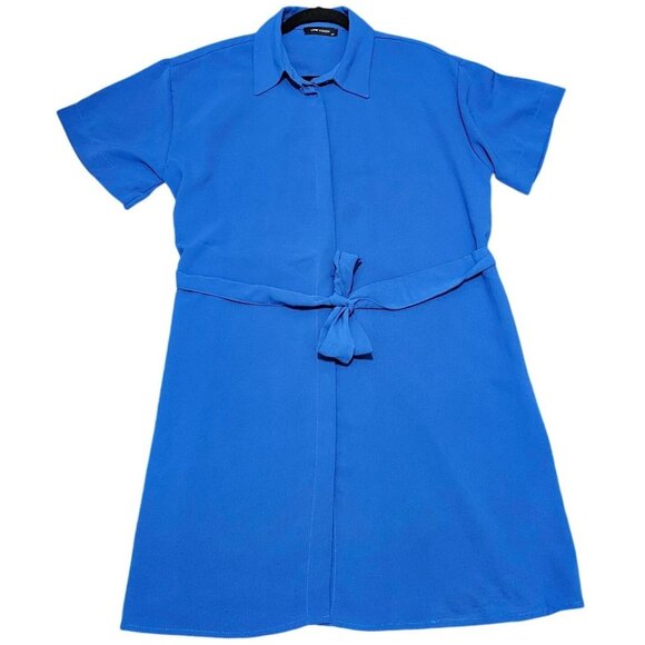 Blue LCW Vision Belted Short Sleeve Shirt Dress Size 42‎ - US 11-12 - Picture 3 of 12